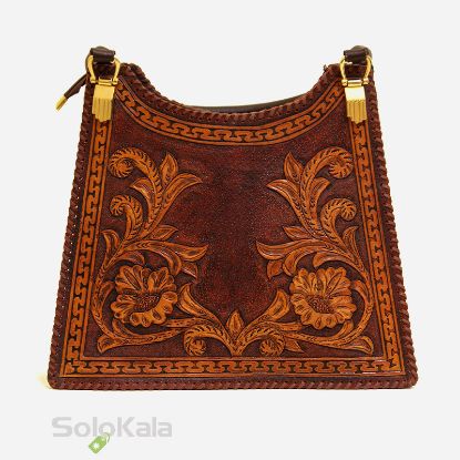 کیف رودوشی قلم زنی زنانه چرم طبیعی مدل SL4185