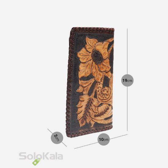 کیف پول پالتویی قلم زنی چرم طبیعی مدل SL4476