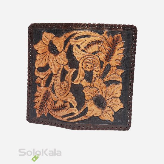 کیف پول پالتویی قلم زنی چرم طبیعی مدل SL4476