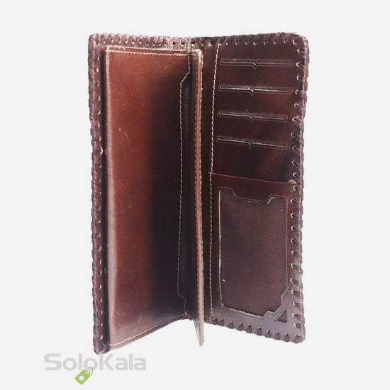 کیف پول پالتویی قلم زنی چرم طبیعی مدل SL0380