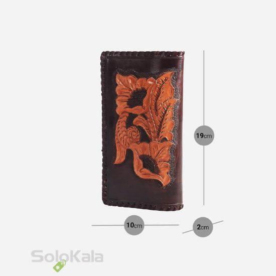 کیف پول پالتویی قلم زنی چرم طبیعی مدل SL0380