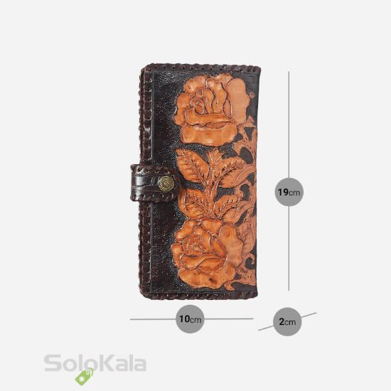 کیف پول پالتویی قلم زنی چرم طبیعی مدل SL1875