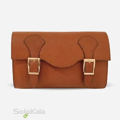 کیف رودوشی زنانه چرم طبیعی مدل SL6192 عسلی