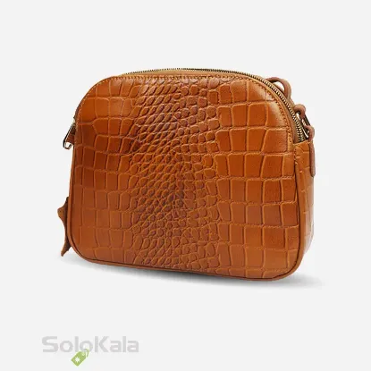 کیف رودوشی زنانه چرم طبیعی مدل SL7390 عسلی