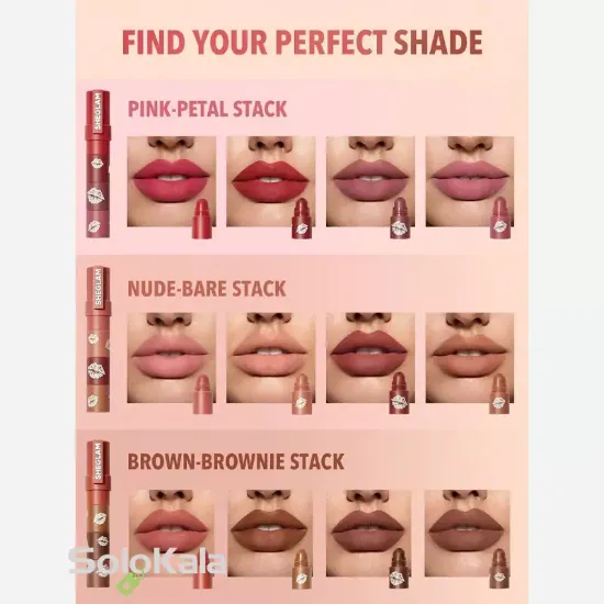 رژ لب جامد 4 در 1 شیگلم تست رنگ بر روی لب