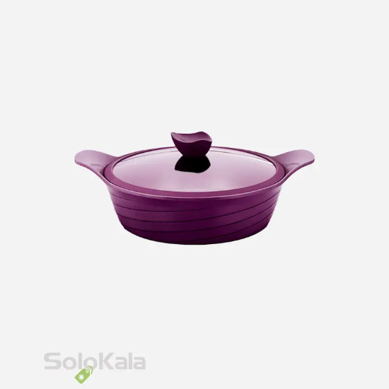 سرویس قابلمه ۱۰ تکه سرامیک کورس مدل CC 2022 رنگ زرشکی - نمای رو به رویی ماهیتابه