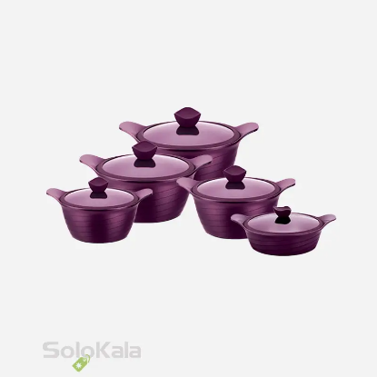 سرویس قابلمه ۱۰ تکه سرامیک کورس مدل CC 2022 رنگ زرشکی - تصویر تمام قابلمه‌ها