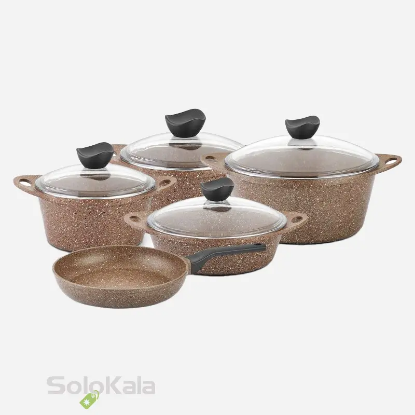 سرویس قابلمه 9 تکه گرانیت کورس مدل CC 2023-9 BR رنگ قهوه‌ای - تصویر تمام قابلمه‌ها