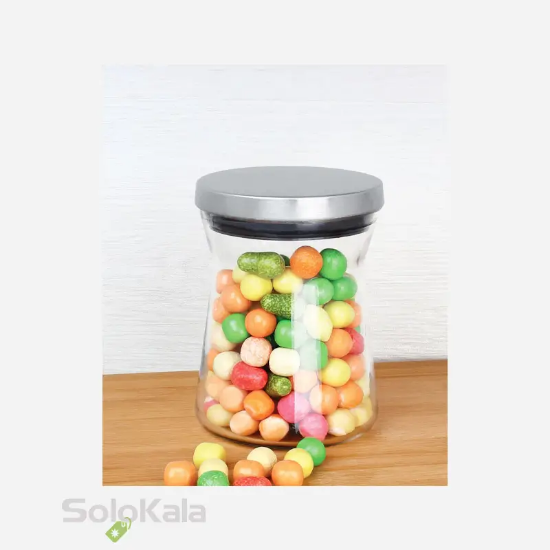 جا حبوبات شیشه‌ای MGS با درب استیل گنجایش 600cc - نگهداری آسان حبوبات و ادویه