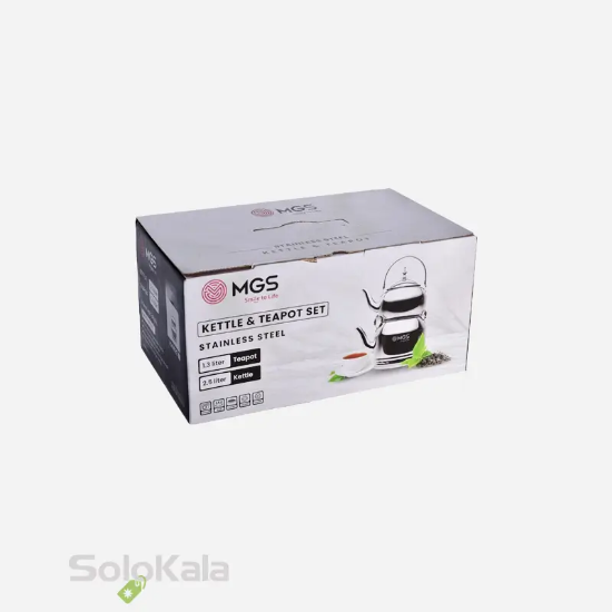کتری و قوری لوله دار استیل 2.5 ليتری MGS مدل K41025 - جعبه کتری