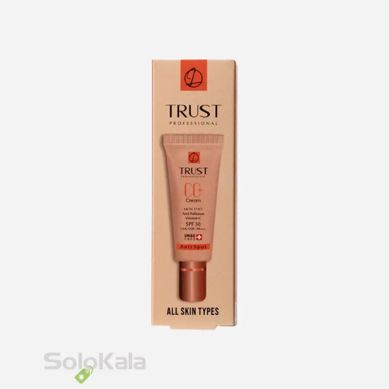 سی سی  کرم پلاس تراست شماره 3 - بژ تیره - نمای محصول و جعبه محصول کنار هم