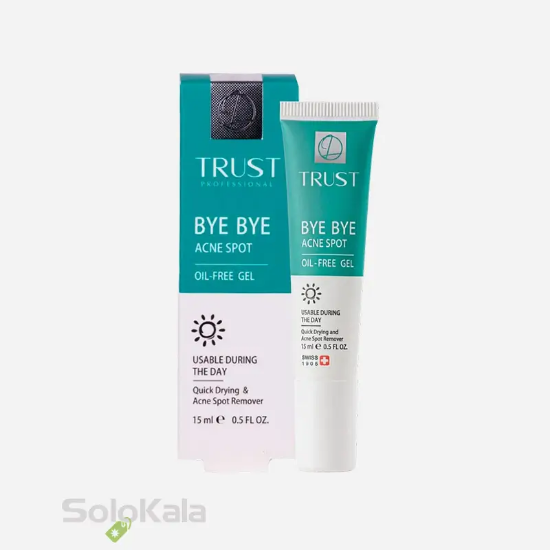 کیت آنتی آکنه فوری تراست - نمای جلویی ژل محصول و جعبه ژل محصول