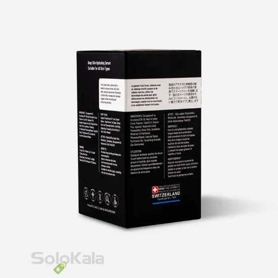 سرم آبرسان عمیق پوست تراست مناسب انواع پوست - نمای توضیحات پشت جعبه محصول