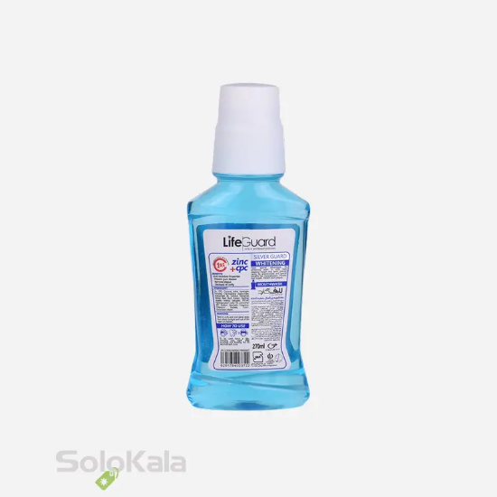 دهانشویه بزرگسال سفید کننده لایف گارد مدل Silver Guard - نمای توضیحات پشت محصول