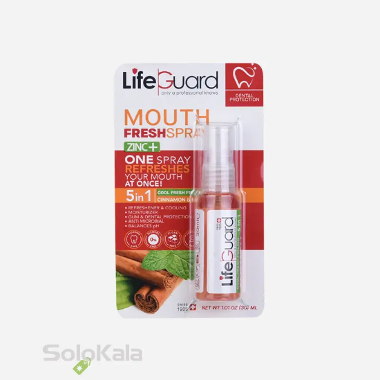 خوشبوکننده دهان لایف گارد با طعم دارچین و نعناع - نمای جعبه محصول