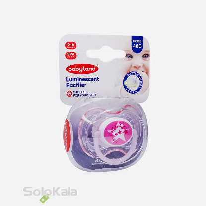 پستانک فندقی شب تاب بی بی لند کد 480 مناسب نوزادان از بدو تولد تا 6 ماهگی رنگ صورتی