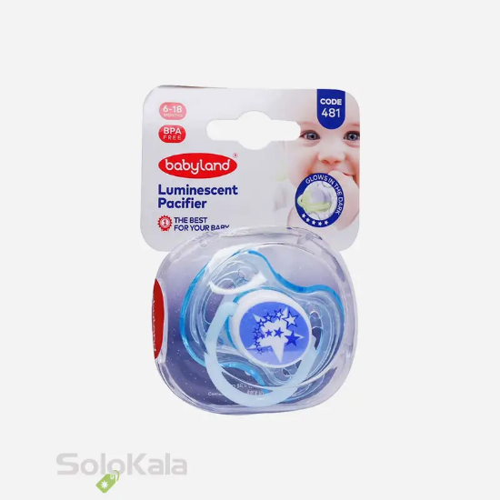 پستانک فندقی شب تاب بی بی لند کد 481 مناسب نوزادان 6 تا 18 ماه رنگ آبی