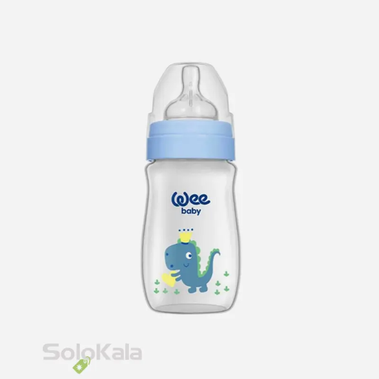 شیشه شیر طلقی پهن واید Wee Baby حجم 250 میلی لیتر کد 136 برای 0 تا 6 ماه