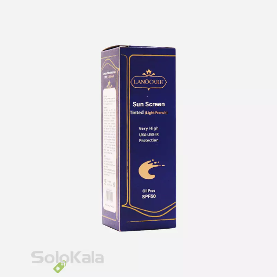 کرم ضد آفتاب رنگی فاقد چربی SPF50 لانوکر _ لایت فرنچ - نمای جعبه محصول