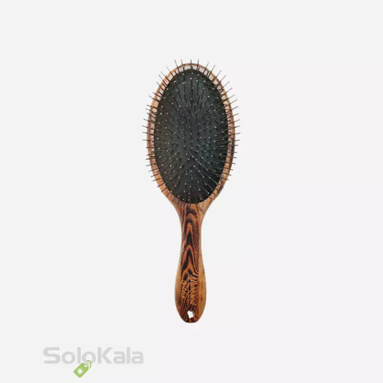 برس مو دسته تخت بیضی طرح چوب سوزن فلزی گلدن دیاموند