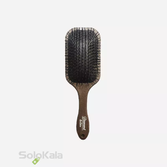 برس مو تخت مستطیل اکلیلی دندانه پلاستیکی گلدن دیاموند - رنگ قهوه‌ای