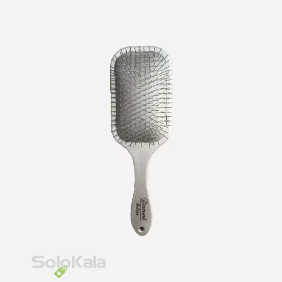 برس مو تخت مستطیل اکلیلی دندانه فلزی گلدن دیاموند - نقره‌ای