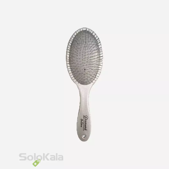 برس مو تخت بیضی اکلیلی دندانه فلزی گلدن دیاموند - نقره ای