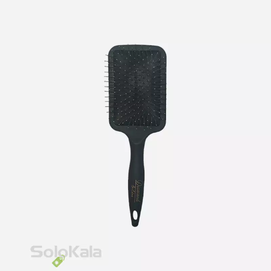 برس مو دسته گرد مستطیلی سایز بزرگ سوزن فلزی گلدن دیاموند - مشکی