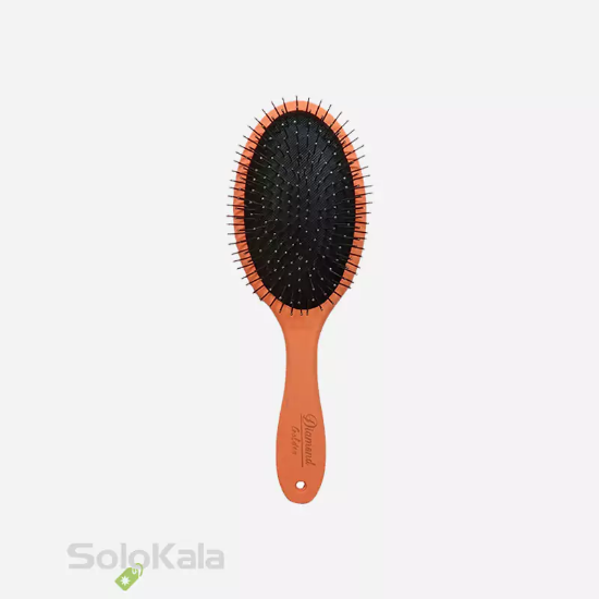 برس مو دسته تخت بیضی سوزن فلزی ساده گلدن دیاموند - نارنجی