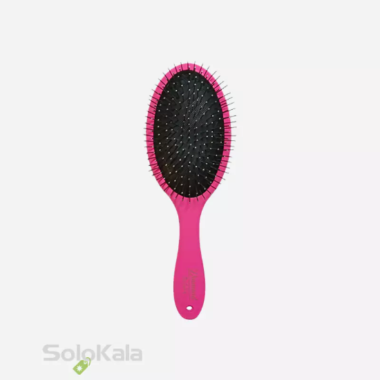 برس مو دسته تخت بیضی سوزن فلزی ساده گلدن دیاموند - صورتی