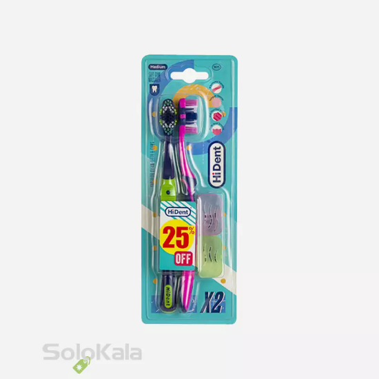 مسواک هایدنت مدل مارشال 2 عددی قاب دار کد 905 با برس متوسط - بنفش