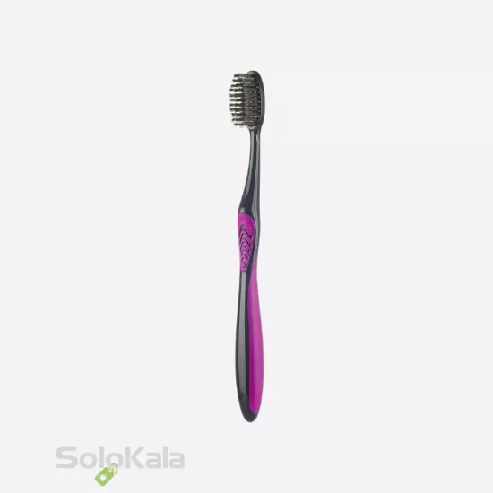 مسواک هایدنت مدل سوپر تیپ ذغالی قاب دار کد 953 با برس متوسط - بنفش