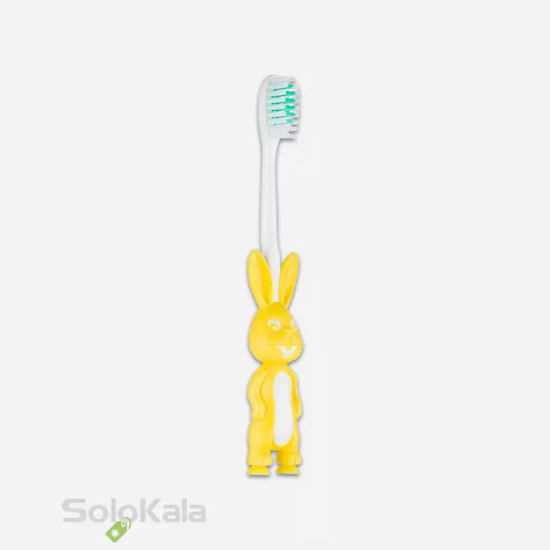 مسواک کودک هایدنت طرح خرگوش قاب دار کد 952 با برس نرم - زرد