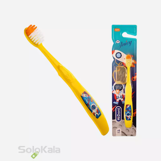 مسواک کودک هایدنت مدل جویسی قاب دار کد 930 با برس نرم - زرد
