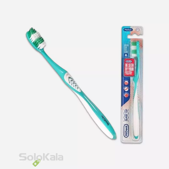 مسواک هایدنت مدل سوپر تیپ قاب دار کد 917 با برس متوسط - سبز