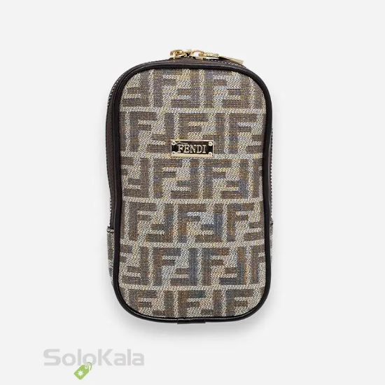 کیف موبایل کرم قهوه ای طرح FENDI