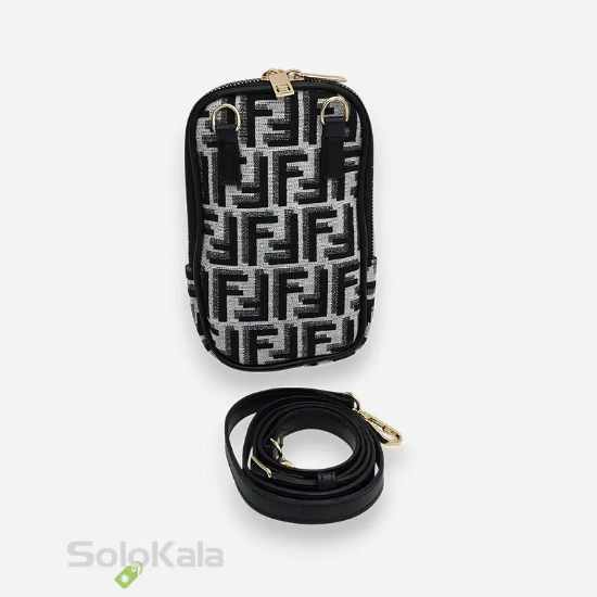 کیف موبایل طوسی مشکی طرح FENDI زاویه پشت
