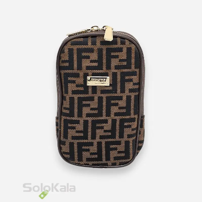 کیف موبایل مشکی قهوه ای طرح FENDI