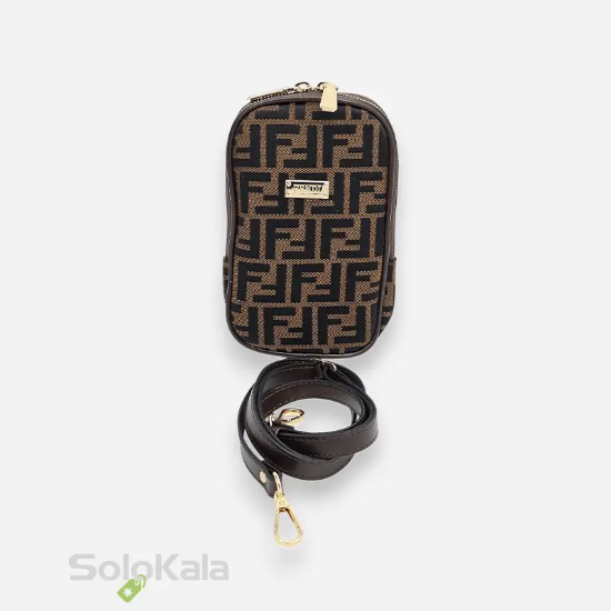 کیف موبایل مشکی قهوه ای طرح FENDI با بند
