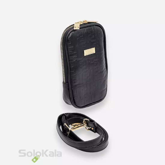 کیف موبایل مشکی طرح چرم FENDI-نمای از کنار