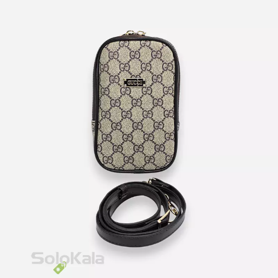 کیف موبایل کرم قهوه ای طرح Gucci-نمای کلی
