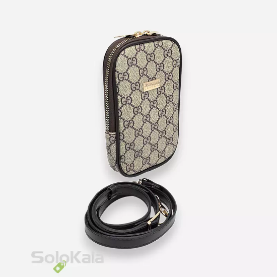 کیف موبایل کرم قهوه ای طرح Gucci-نمای کنار
