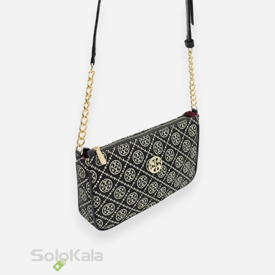 کیف زنانه قایقی مشکی طلایی طرح Tory Burch