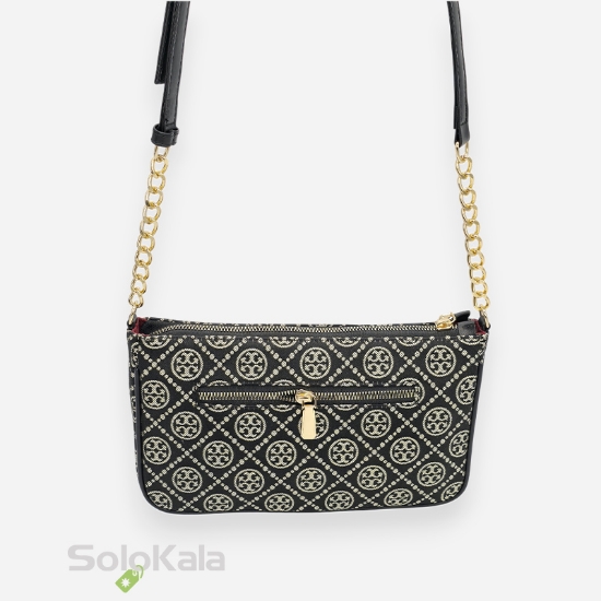 کیف زنانه قایقی مشکی طلایی طرح Tory Burch