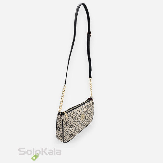 کیف زنانه قایقی کرم مشکی طرح Tory Burch