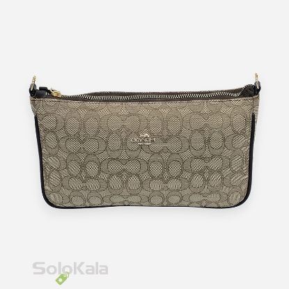 کیف زنانه قایقی کرم قهوه ای طرح COACH