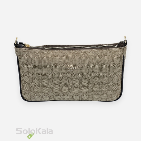کیف زنانه قایقی کرم قهوه ای طرح COACH