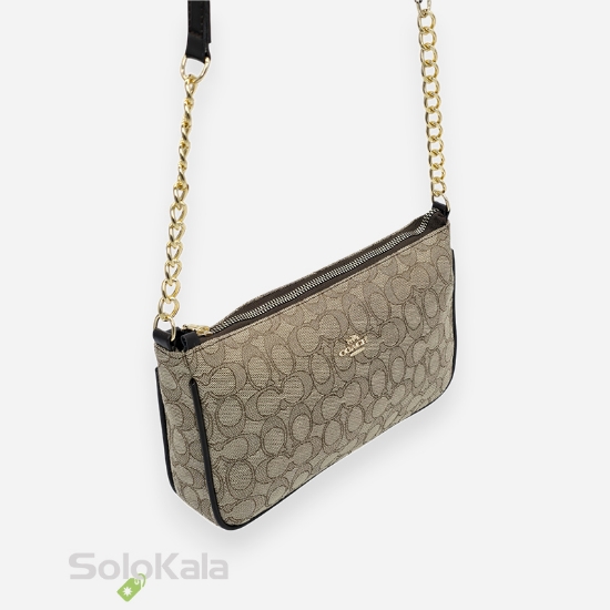 کیف زنانه قایقی کرم قهوه ای طرح COACH