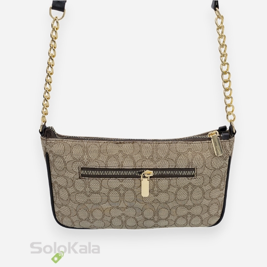 کیف زنانه قایقی کرم قهوه ای طرح COACH