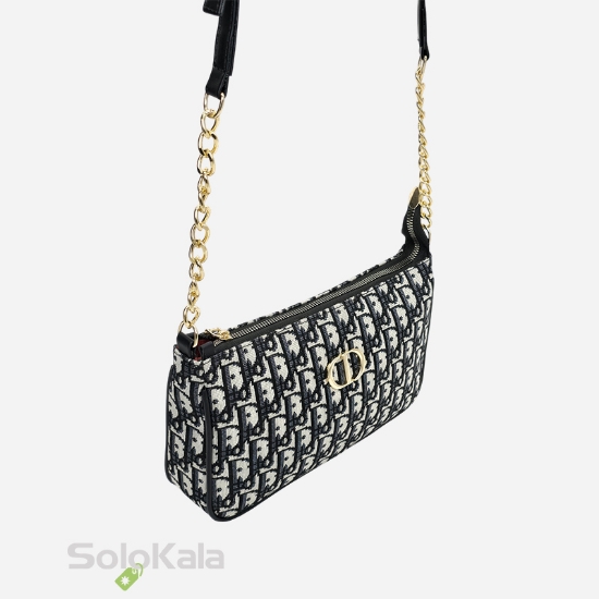 کیف زنانه قایقی طوسی مشکی طرح Dior